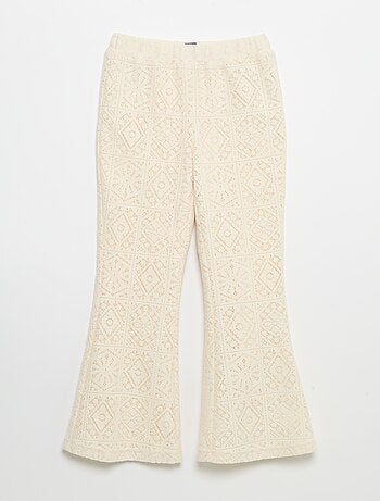 Pantalone in maglia effetto uncinetto a zampa