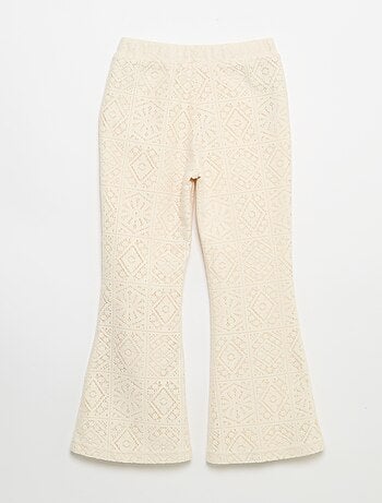 Pantalone in maglia effetto uncinetto a zampa