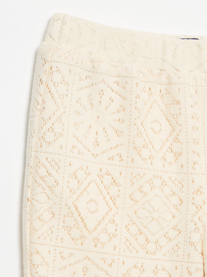 Pantalone in maglia effetto uncinetto a zampa Beige - Kiabi