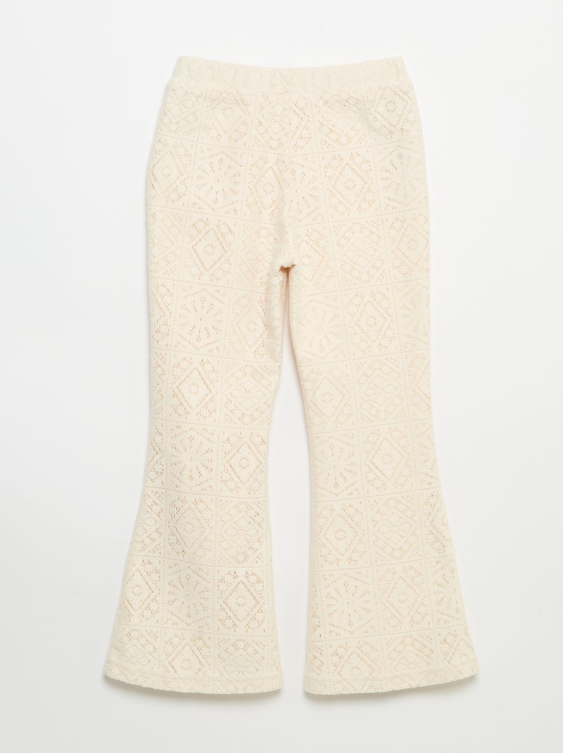 Pantalone in maglia effetto uncinetto a zampa Beige - Kiabi
