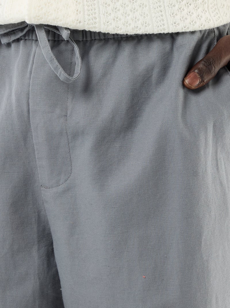 Pantalone in misto lino Grigio - Kiabi