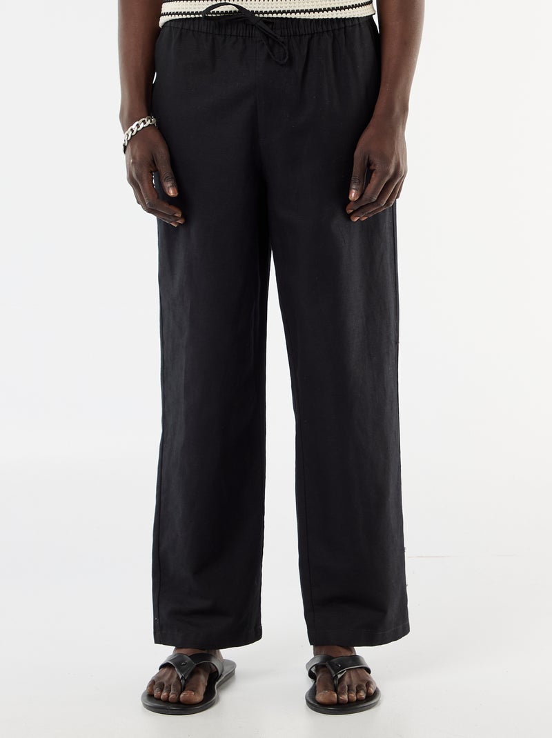 Pantalone in misto lino Nero - Kiabi