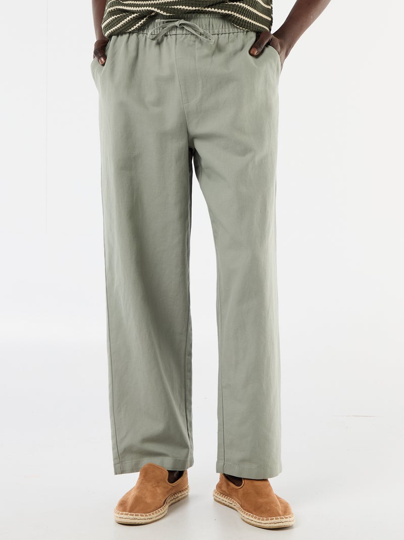 Pantalone in misto lino Verde - Kiabi