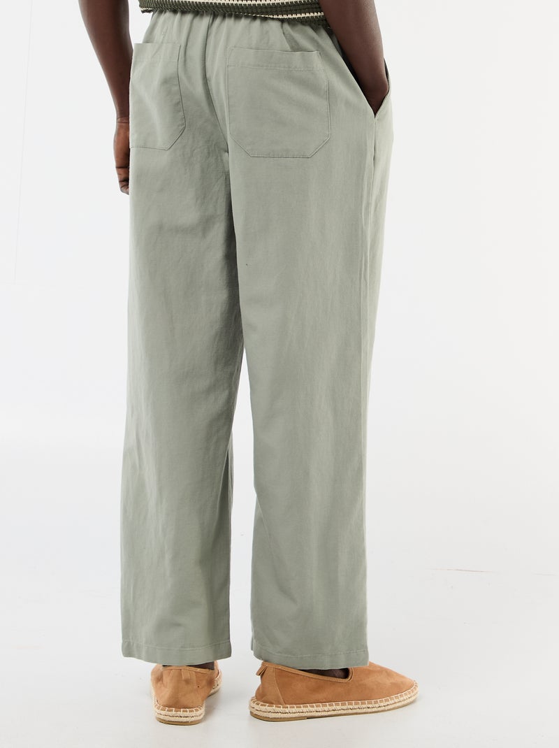 Pantalone in misto lino Verde - Kiabi