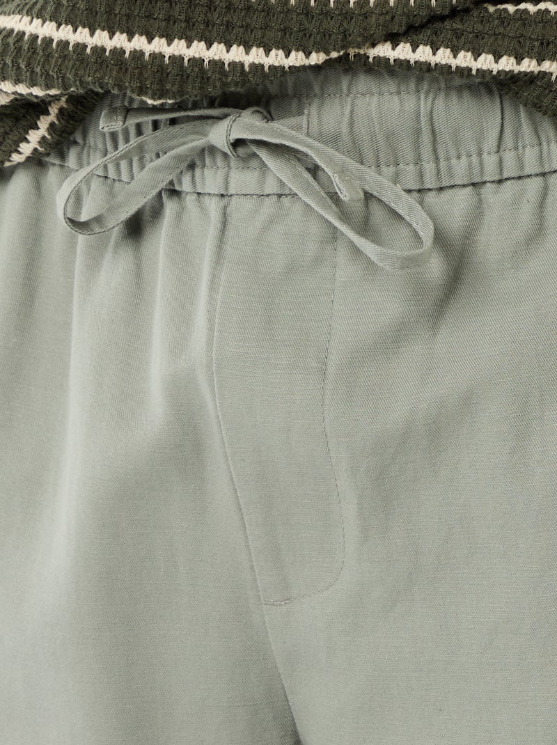 Pantalone in misto lino Verde - Kiabi