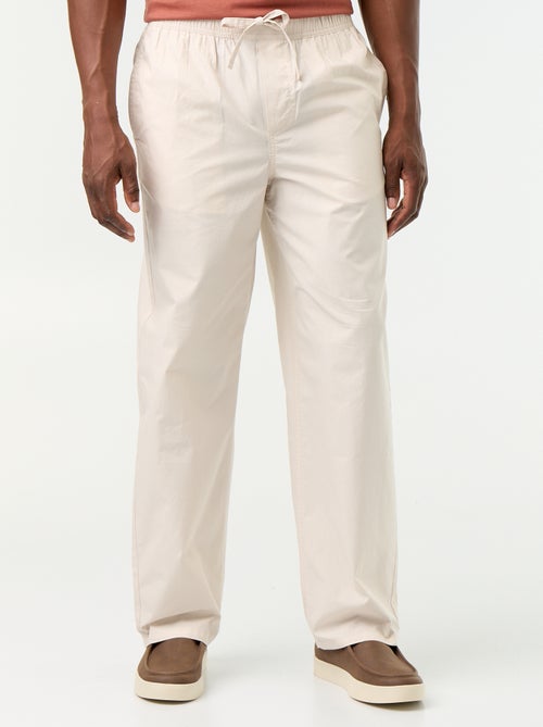 Pantalone in popeline con vita elasticizzata - Kiabi Pantalone in popeline con vita elasticizzata - Kiabi