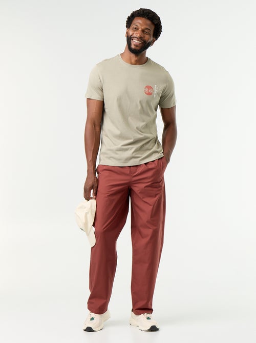 Pantalone in popeline con vita elasticizzata - Kiabi Pantalone in popeline con vita elasticizzata - Kiabi