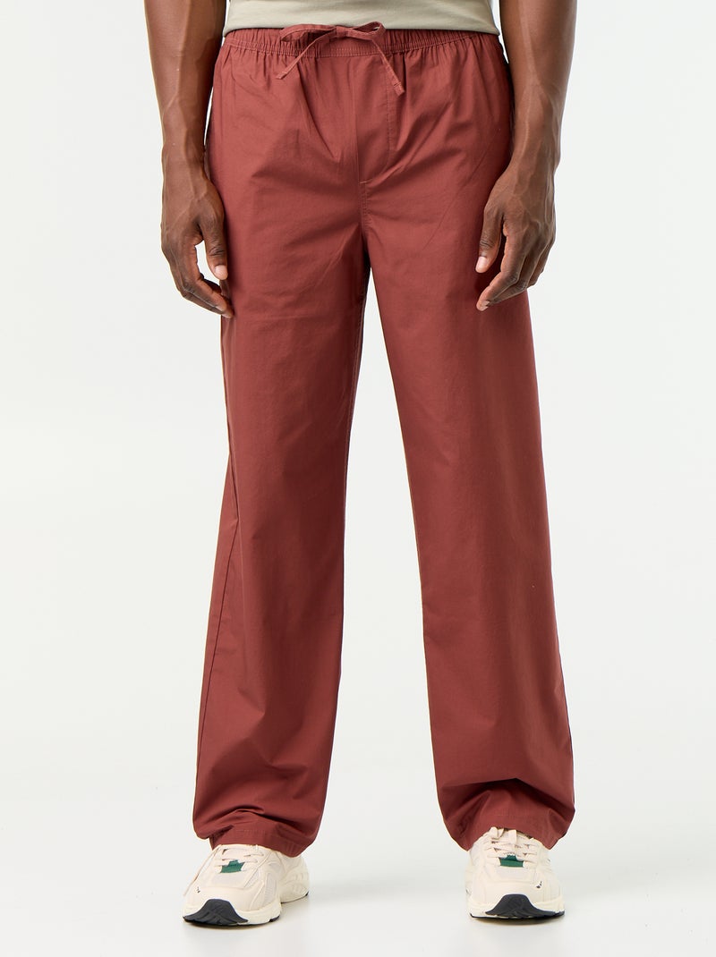 Pantalone in popeline con vita elasticizzata Marrone - Kiabi