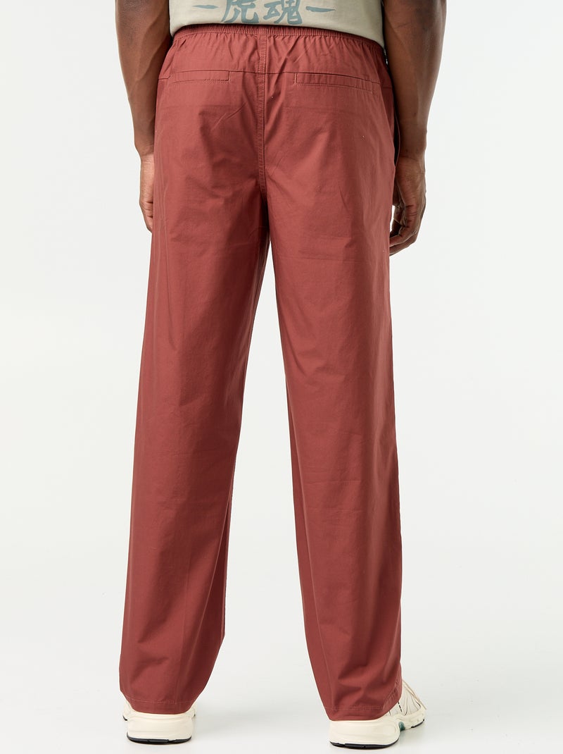 Pantalone in popeline con vita elasticizzata Marrone - Kiabi