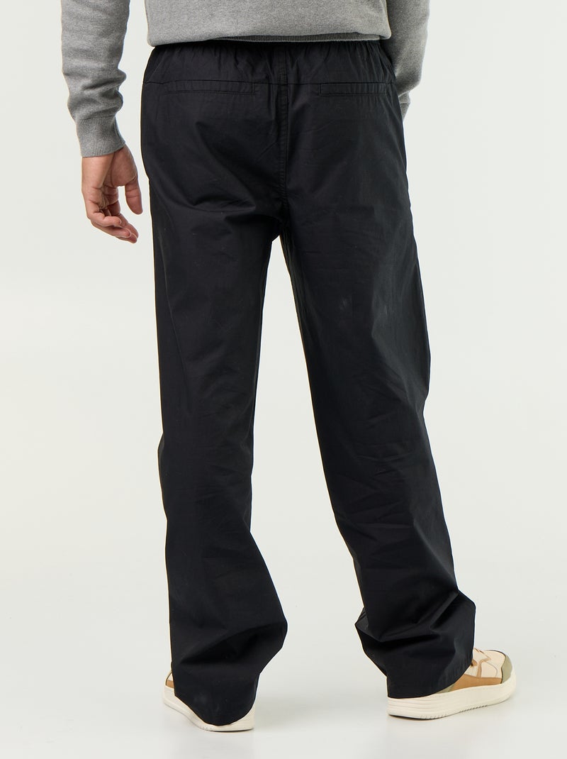 Pantalone in popeline con vita elasticizzata Nero - Kiabi