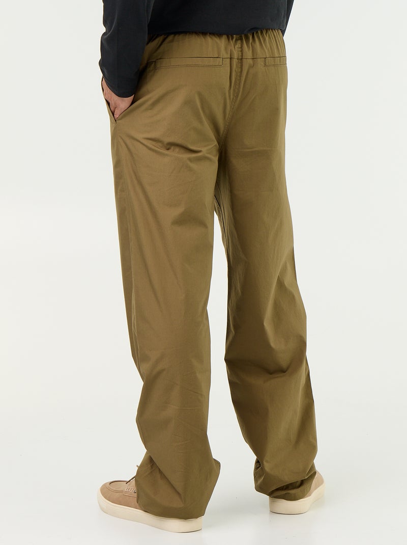 Pantalone in popeline con vita elasticizzata Verde - Kiabi