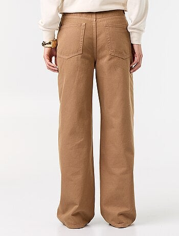 Pantalone in twill a vita alta con taglio wide leg