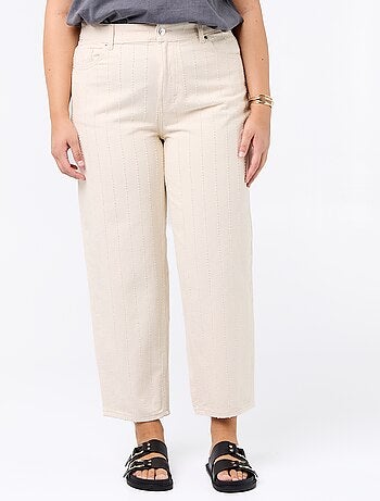 Pantalone in twill con abrasioni fantasiose verticali