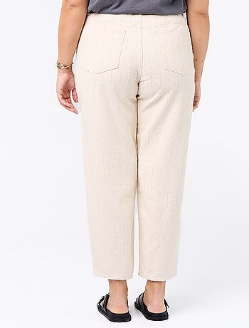 Pantalone in twill con abrasioni fantasiose verticali