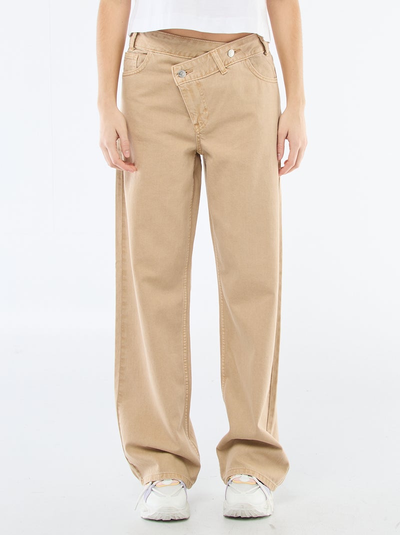 Pantalone in twill con apertura asimmetrica Beige - Kiabi