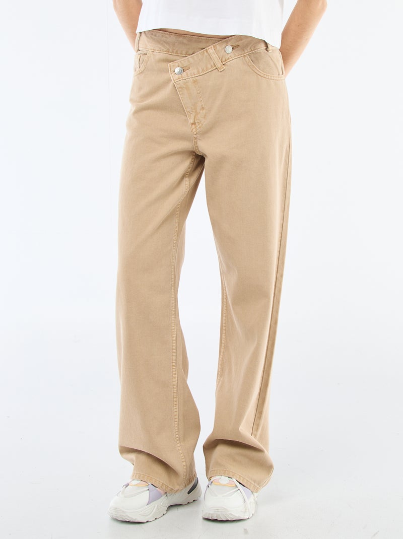 Pantalone in twill con apertura asimmetrica Beige - Kiabi