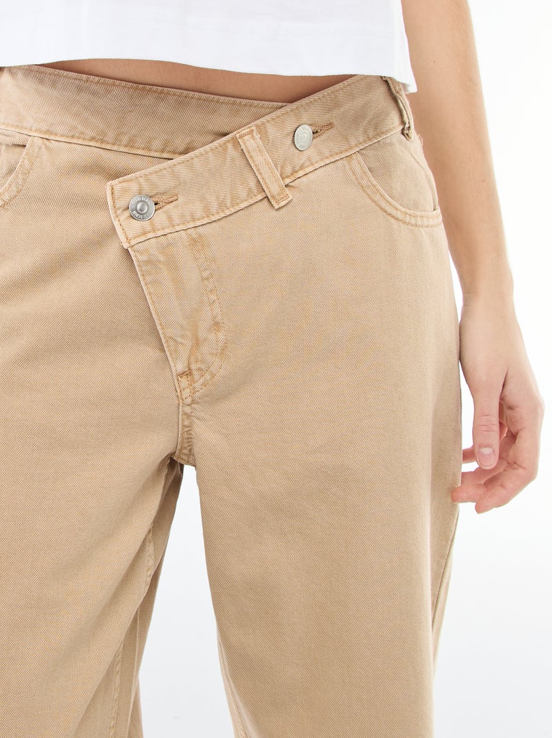 Pantalone in twill con apertura asimmetrica Beige - Kiabi