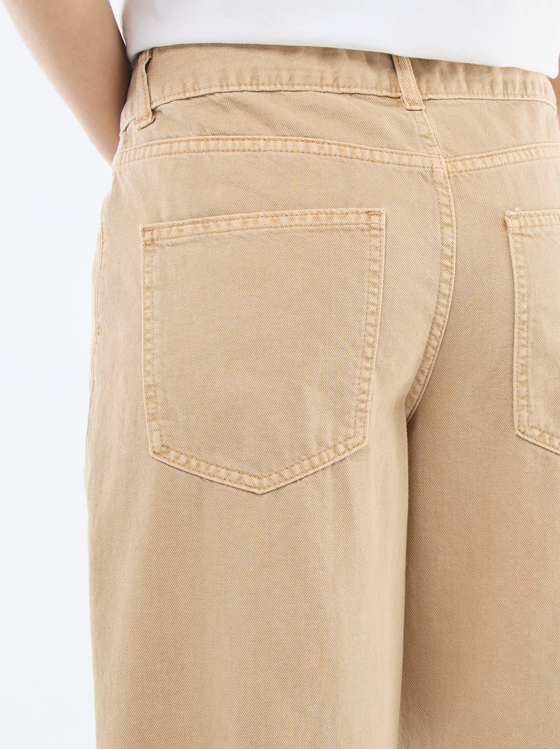 Pantalone in twill con apertura asimmetrica Beige - Kiabi