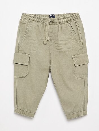 Pantalone jogger in twill con tasche a patta