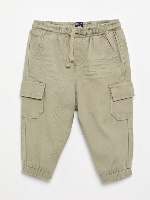 Pantalone jogger in twill con tasche a patta - Kiabi Pantalone jogger in twill con tasche a patta - Kiabi
