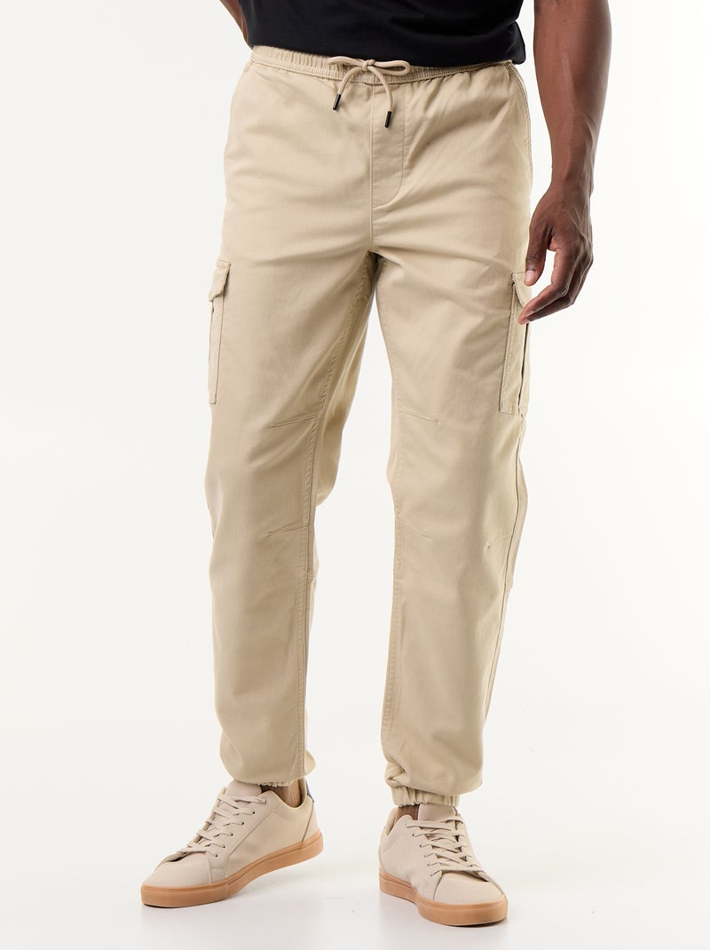 Pantalone jogger multitasche Beige - Kiabi