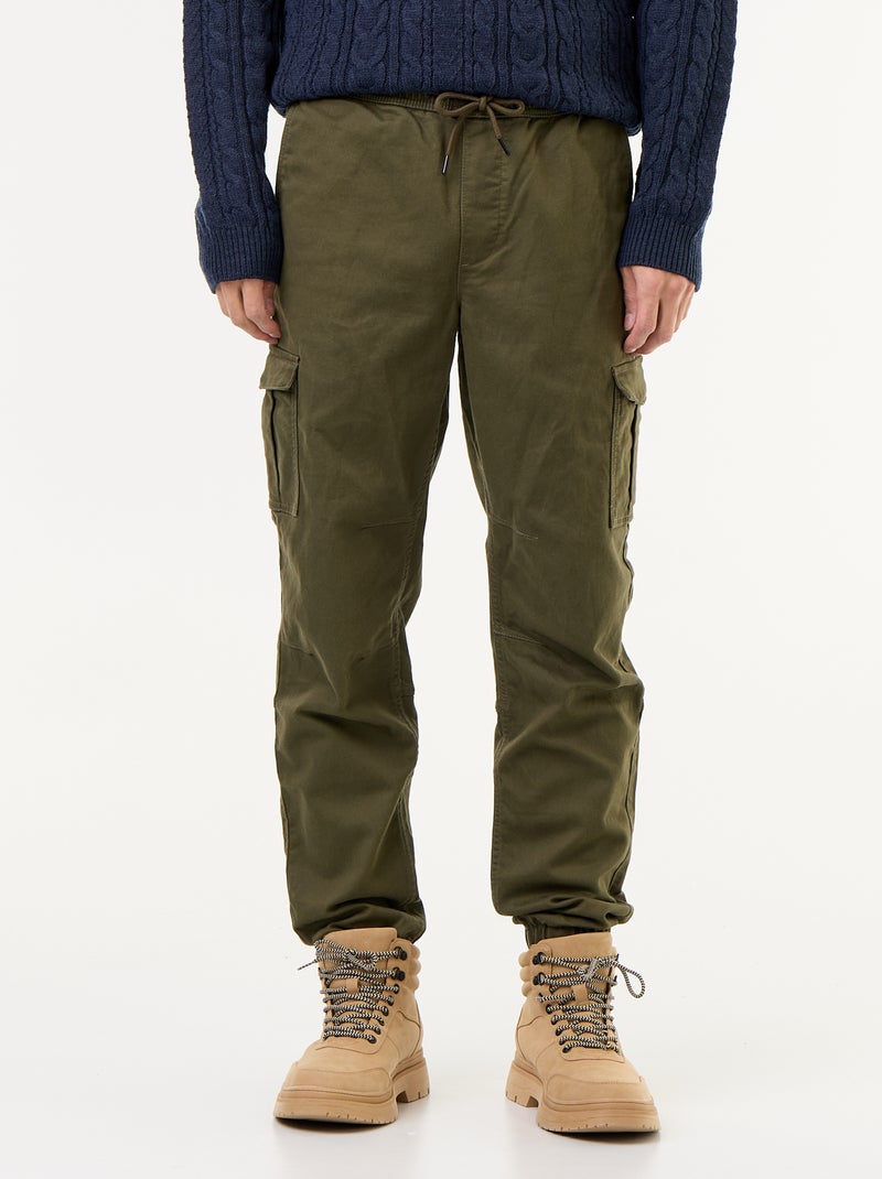 Pantalone jogger multitasche Kaki - Kiabi