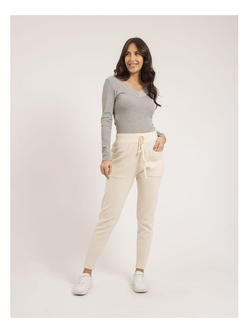 Pantalone jogging in maglia ELSA Beige - Kiabi