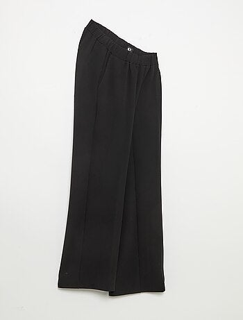Pantalone largo da donna a vita alta in maglia leggera