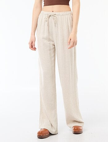 Pantalone largo da donna in lino con vita elasticizzata