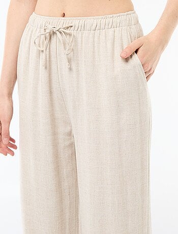 Pantalone largo da donna in lino con vita elasticizzata