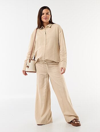 Pantalone largo premaman in misto lino