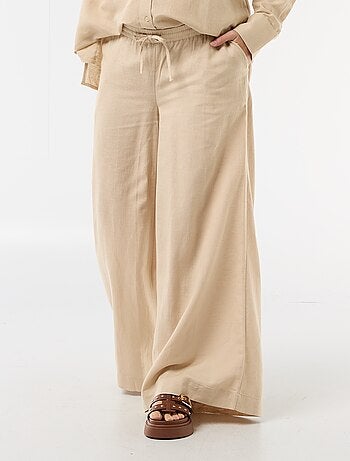 Pantalone largo premaman in misto lino