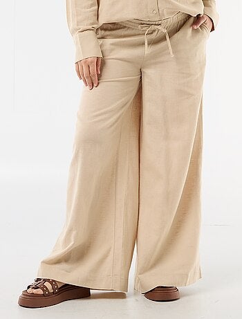 Pantalone largo premaman in misto lino
