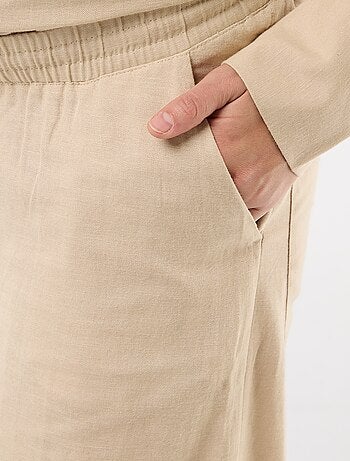 Pantalone largo premaman in misto lino