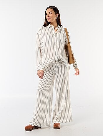Pantalone largo premaman in misto lino