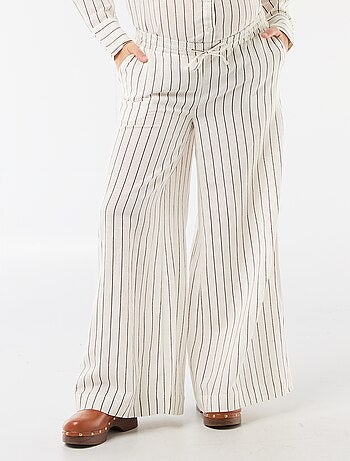 Pantalone largo premaman in misto lino