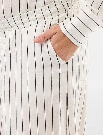 Pantalone largo premaman in misto lino
