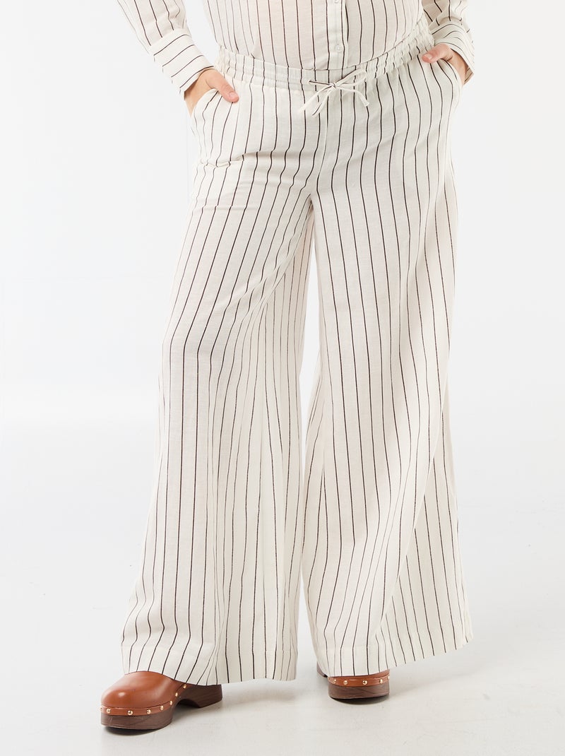Pantalone largo premaman in misto lino Bianco - Kiabi