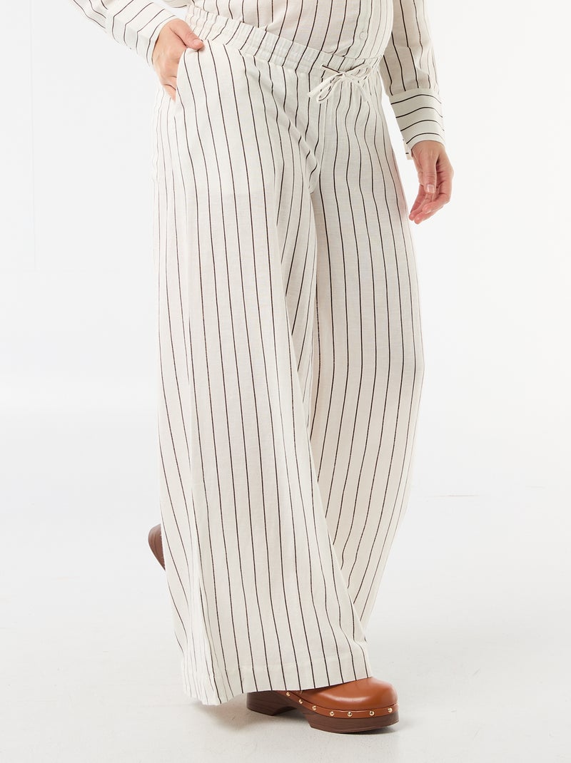 Pantalone largo premaman in misto lino Bianco - Kiabi