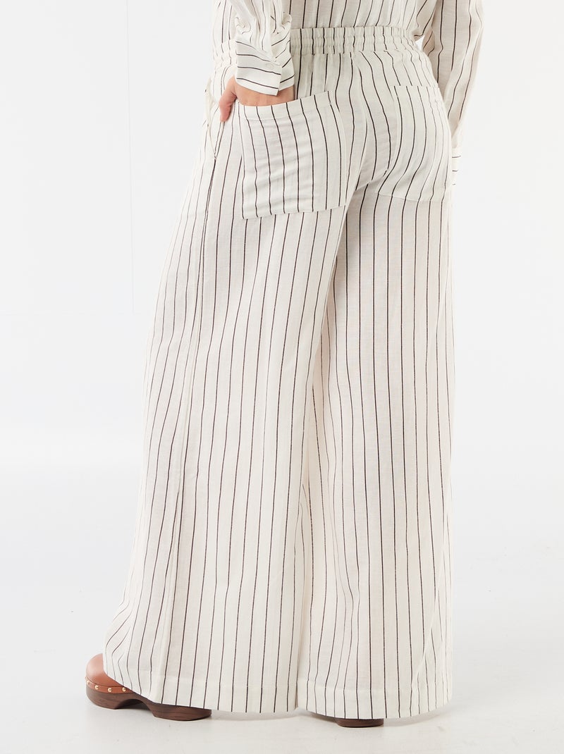 Pantalone largo premaman in misto lino Bianco - Kiabi