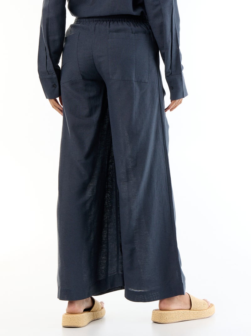 Pantalone largo premaman in misto lino Blu - Kiabi
