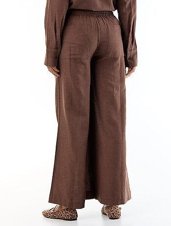 Pantalone largo premaman in misto lino
