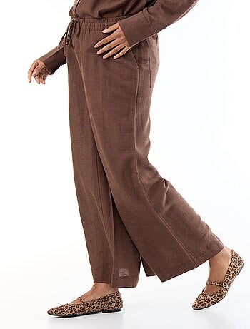 Pantalone largo premaman in misto lino