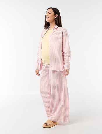 Pantalone largo premaman in misto lino