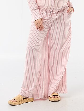 Pantalone largo premaman in misto lino