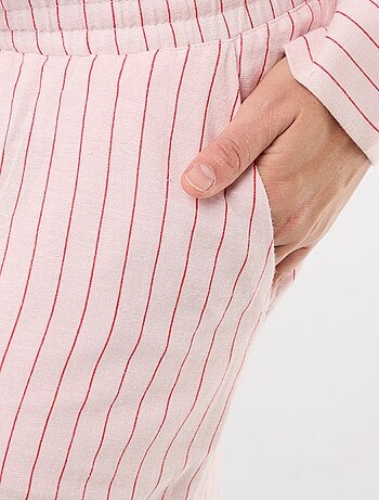 Pantalone largo premaman in misto lino