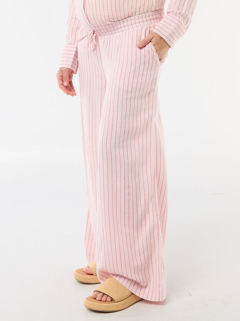 Pantalone largo premaman in misto lino Rosa - Kiabi