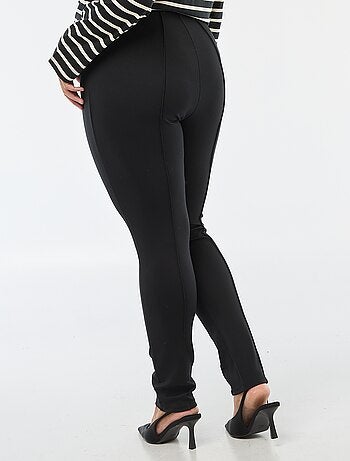 Pantalone leggings tinta unita a vita alta con bottoni dorati