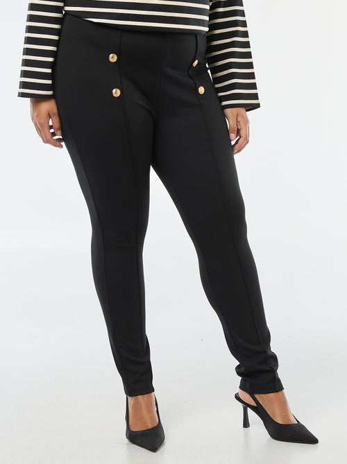 Pantalone leggings tinta unita a vita alta con bottoni dorati - Kiabi