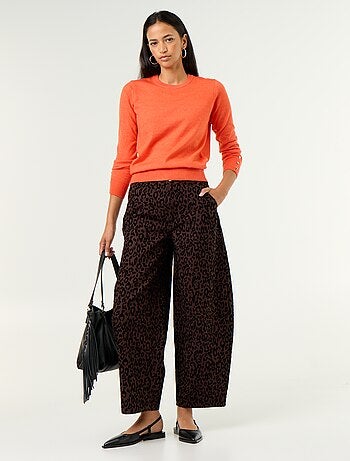 Pantaloni a forma a botte con stampa floccata
